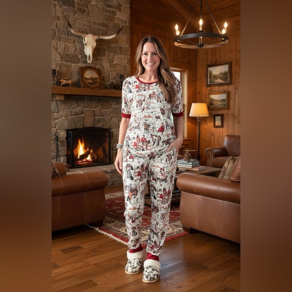 Women’s Vintage Cowgirl Pajamas, Matching mom western pjs